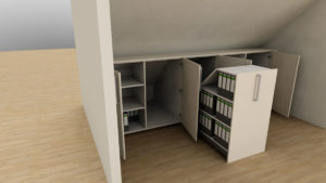 Planung Büroschrank in Dachschräge © Hand in Hand-Werk gGmbH
